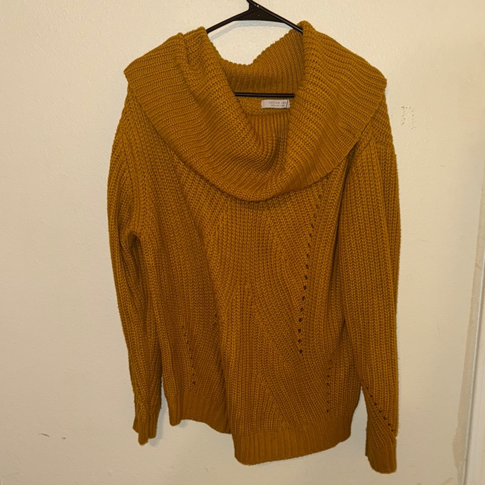 Active USA Gold Cowl Neck Sweater with Relaxed Fit
